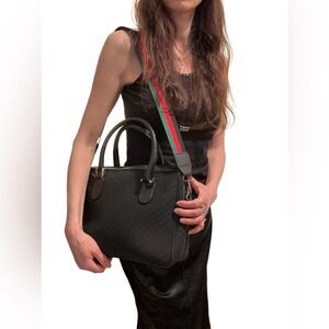 Gucci vintage black GG canvas tote